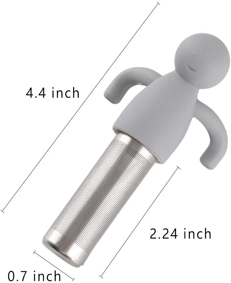 2 Pack Tea Infuser for Loose Tea Extra Fine Mesh Tea Steeper Stainless Steel Tea Strainer with Silicone Handle Cute Tea Ball for Cup Mug, Grey and Yellow