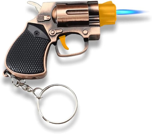 Torch Lighter,Cool Lighers,Metal Keychain Jet Flame Adjustable Lighter,Cool Blue Flame Party Candle Kitchen BBQ Fire Camping Gifts for Men (No Gas) (Black)
