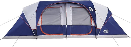 CAMPROS CP Tent-12-Person-Camping-Tents, Waterproof Windproof Family Tent with Top Rainfly, 6 Large Mesh Windows, Double Layer, Easy Set Up, Portable with Carry Bag