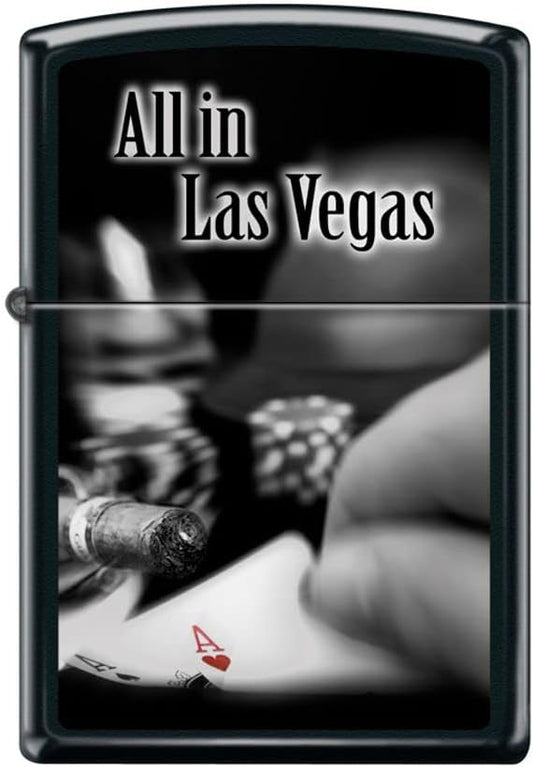 Zippo Lighter- All in Las Vegas Ace Card Black Matte Windproof Lighter #Z5119