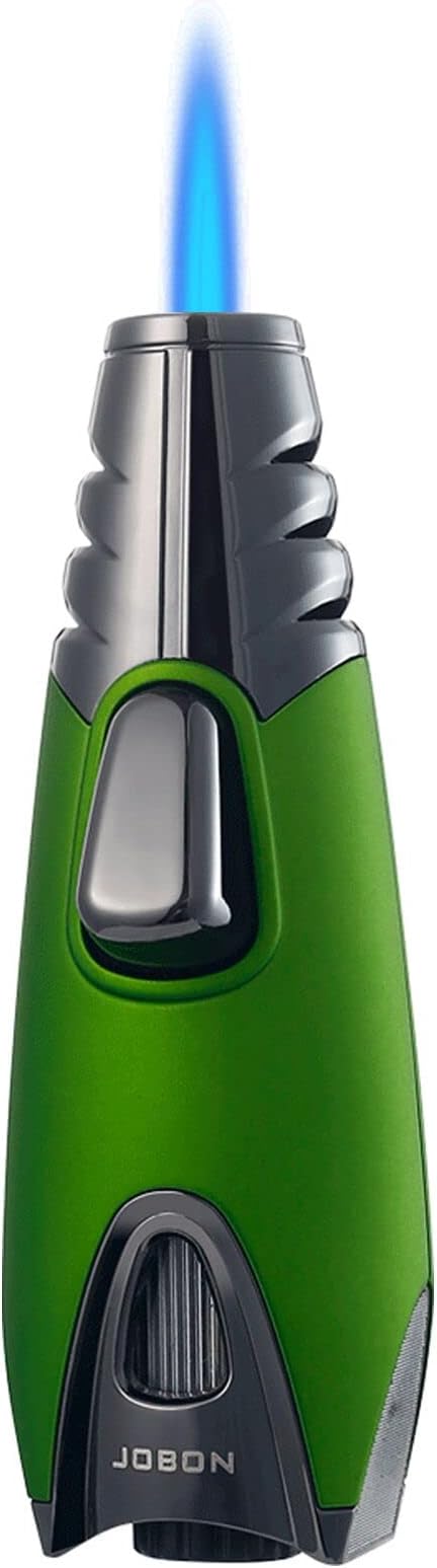 JOBON Pocket Torch Lighter, Gift Idea (Butane Free), Professional Reusable Single Jet Flame Gas Lighter, Kitchen BBQ Camping Candle (Green)