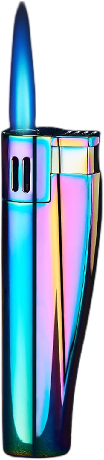Butane Torch Lighter, Adjustable Pocket Windproof Jet Flame Lighter for Candles Camping Barbecue Kitchen (No Gas) (Color Ice)