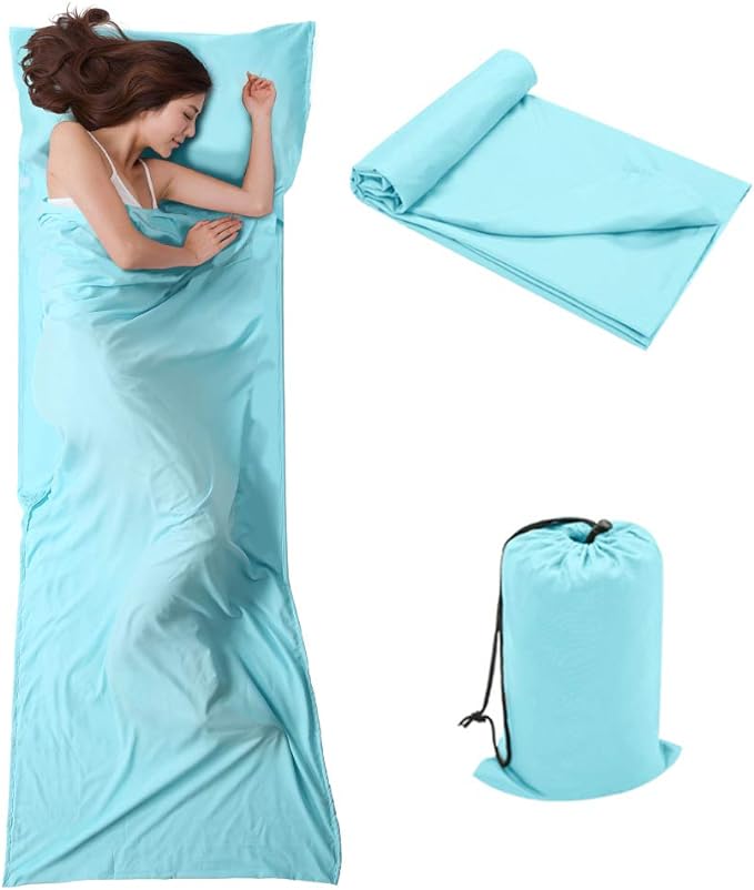 Travel and Camping Sheet Sleeping Bag Liner - Lightweight Compact and Portable Adult Sleeping Bag - Ideal for Traveling,Hostels and Camping