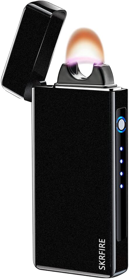 SKRFIRE Electric Lighters Rechargeable USB Lighter Plasma Arc Flame Windproof Cool Lighter with Luxury Gift Box for Fireworks, Candle, Incense (Frosted Black)