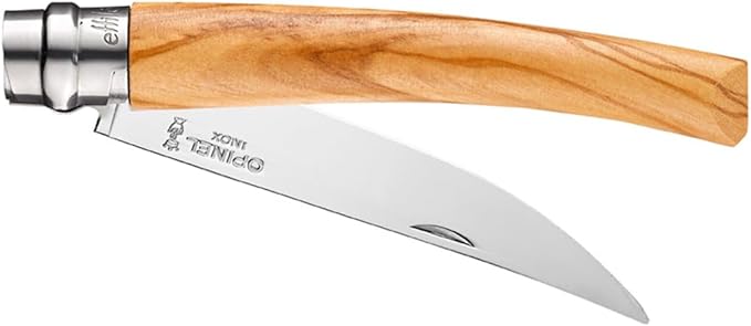 Opinel Effile Slimline Series Folding Fillet Knife – Slim Blade Folding Knife, Virobloc Locking Collar, Sustainably Harvested Wood Handles, Updated Blade Profile (Olivewood/No.10)