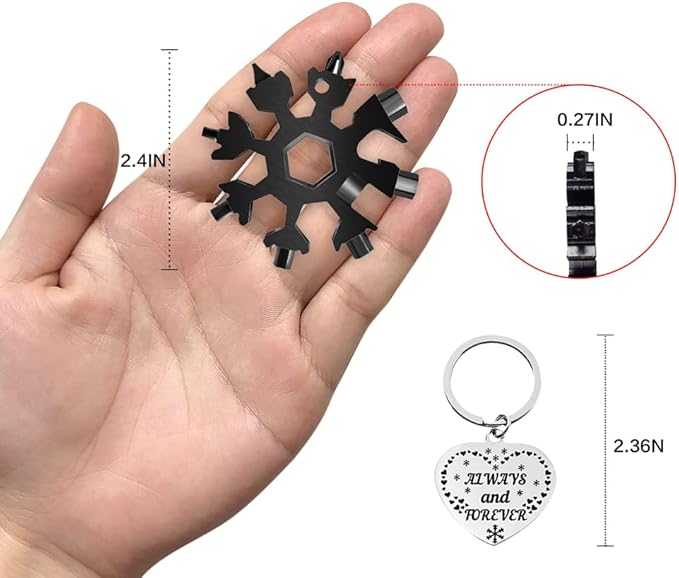 Stocking Stuffers for Adults Men Dad Gifts, Multi Tool 1 Pack 18 in 1 Black Snowflake Hand Tools Christmas Gifts for Men Dad Husband Outdoors Camping Portable Bottle Opener Flat Screwdriver Kit Wrench