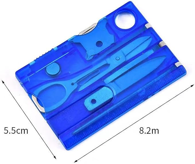 Black Outdoor Survival Bottle Opener Card Multi Tool Outdoor Barbecue Knife Camping Tool Hiking LED Light Magnifier EDC Tool Gear Multitools and Accessories