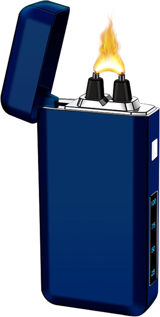 SKRFIRE Electric Lighter USB Type-C Rechargeable Plasma Arc Lighter, Windproof Torch Lighter High Power Flame Candle Lighter with LED Battery Indication for Camping, Hiking, Traveling (Blue)
