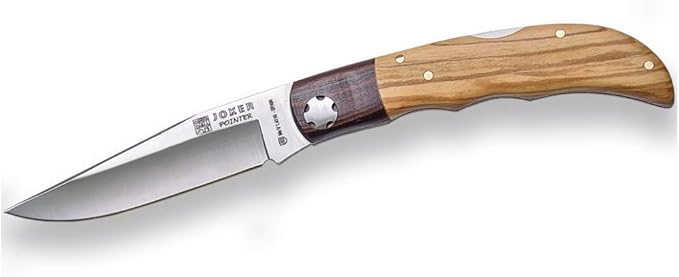 Joker Sports Pocket Knife Pointer NO119 with Olive Wood Handle, Rosewood Ferrule and Blade 3.74 inches MOVA, Fishing Tool, Hunting, Camping and Hiking
