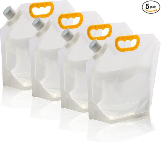 Hakkin Collapsible Water Tank Container 4 Pack 0.4 Gallon/1.5L, No-Leak Freezable Portable BPA Free Food Grade Plastic Storage Jug for Camping, Hiking, Travel, Emergency Survival Kit Bonus