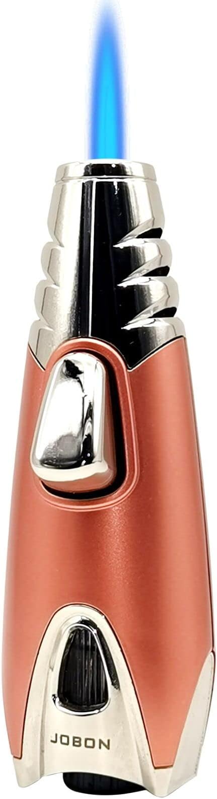 JOBON Pocket Torch Lighter, Gift Idea (Butane Free), Professional Reusable Single Jet Flame Gas Lighter, Kitchen BBQ Camping Candle (Rose Gold)