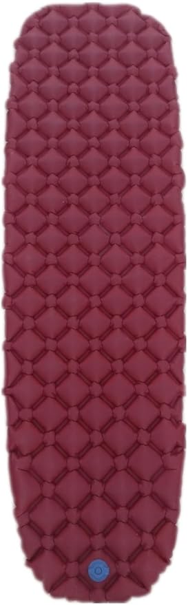 Bonez Ultralight Inflatable Sleeping Pad Durable 70D Ripstop Nylon, Single, Gray and Red