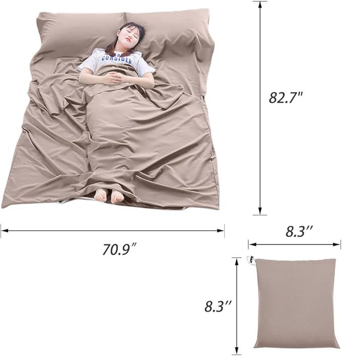 Sleeping Bag Liner Lightweight Compact Sleeping Bag Sack Portable Clean Travel Sheet Camping Sleep Sheet for Backpacking Hotel Hiking