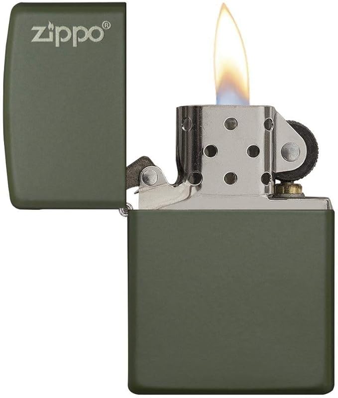 Zippo Green Matte Logo Pocket Lighter