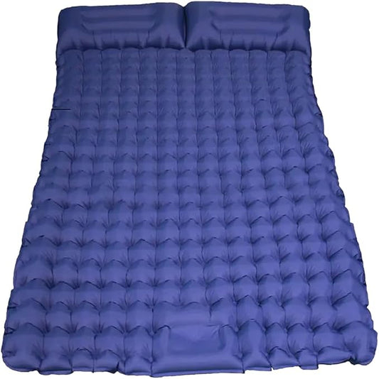 Double Sleeping Pad, Self-Inflating Sleeping Pad for Camping, Camping Sleeping Pad with Built-in Pump, 4" Extra Thickness Inflatable Sleeping Mat, Twin Air Mattress for Traveling (Blue)