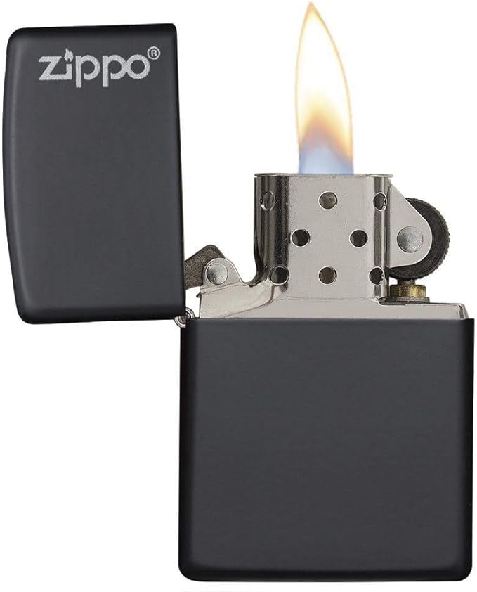 Zippo Logo Black Matte Pocket Lighter