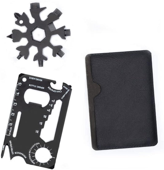 Portable 18 In 1 mini snowflakes multi pocket tool, Stainless Steel Multifunctional Tool Card, Handheld Tool For Outdoor Camping, Men Dad Gifts