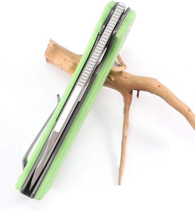 Knife Folding Pocket Knife 3.5 "Stone Wash 14C28N Blade (green)