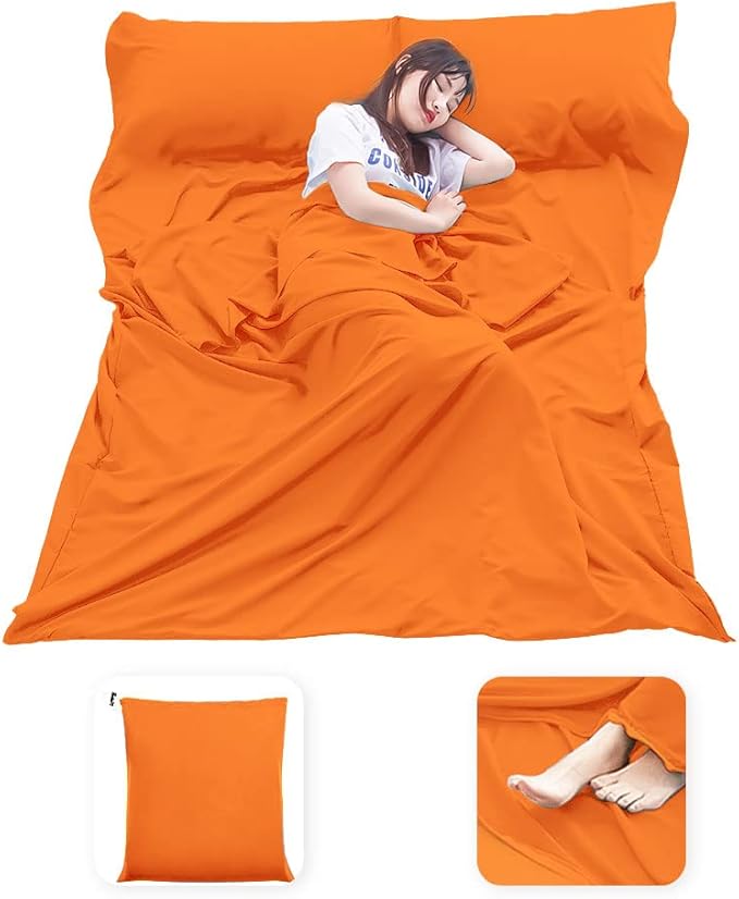 Sleeping Bag Liner Lightweight Compact Sleeping Bag Sack Portable Clean Travel Sheet Camping Sleep Sheet for Backpacking Hotel Hiking