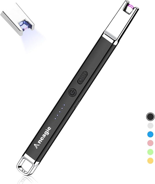 Lighter Electric Candle Lighter Upgraded Rechargeable Candle Lighter with LED Flashlight Windproof Flameless and Hanging Hook LED Battery Display Arc Candle Lighter for Candle Grill Camping