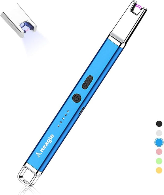 Lighter Electric Candle Lighter Upgraded Rechargeable Candle Lighter with LED Flashlight Windproof Flameless and Hanging Hook LED Battery Display Arc Candle Lighter for Candle Grill Camping