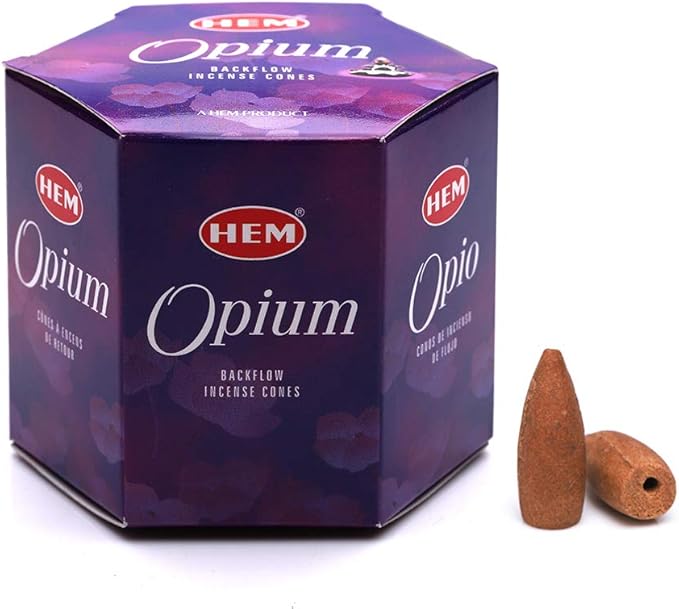 HEM Opium Backflow Brown Incense Cones | Long Lasting Aroma for Positivity & Pure Air | Wood Powder | Aromatherapy for Stress Relief, Air Purifier & Cleansing | Gift Set - Pack of 40 Cones