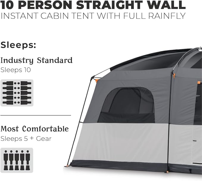 CORE Tent for Family Camping | 10 Person / 11 Person / 12 Person Large Multi Room Cabin Tents for Car Camping & Outdoor Adventures