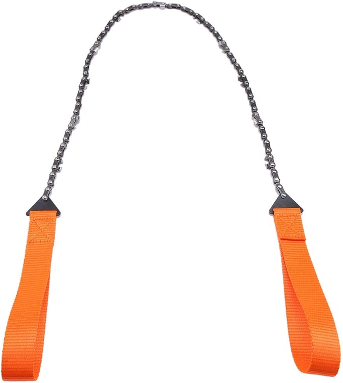 Portable Handheld Survival Chain Saw, 24.8inch High Reach Tree Limb Hand Rope Saw, Rope Chain Saw with Storage Bag, Manganese Steel Folding Pocket Chain Saw for Camping Gardening Survival Gear
