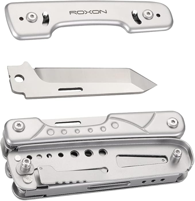 ROXON S802 16 in 1 Multitool Phantom Updated Version Multi Tool Pliers and scissors with Replaceable Knife and Wire Cutte (S802S)
