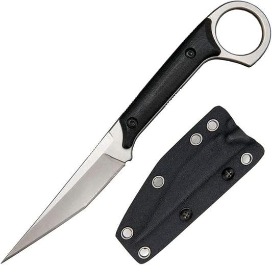 GTK140 Fixed Blade Knife, D2 Steel Blade G10 Handle EDC Tool Knife for Outdoor Camping Hiking Hunting(silver)