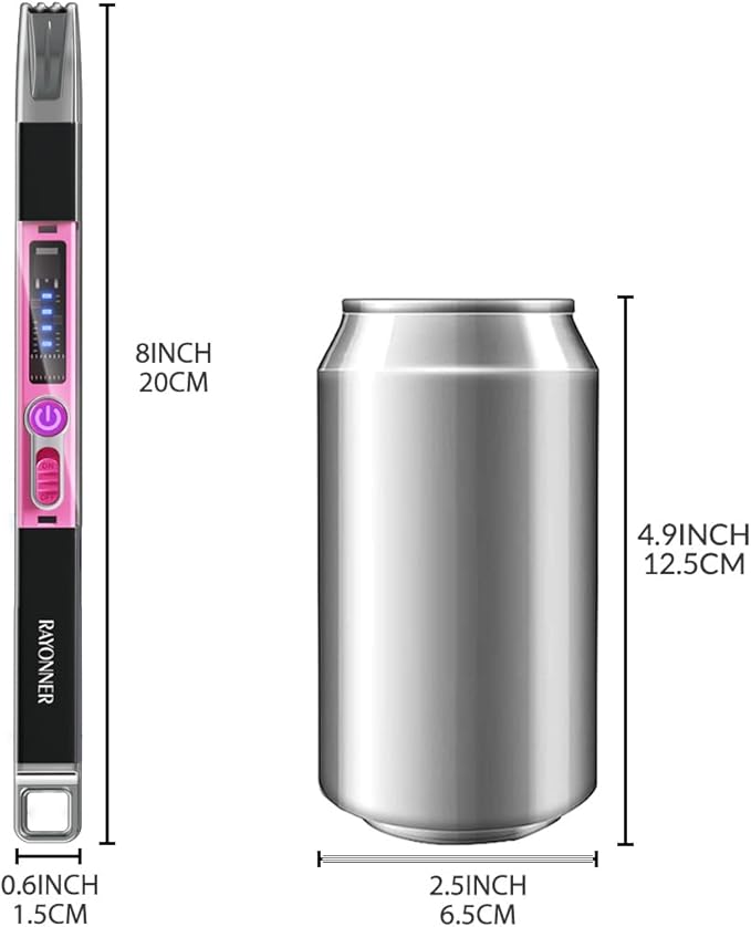 RAYONNER Electric Candle Lighter Plasma Arc Lighters Windproof & Flameless USB with Rechargeable Double Safety Switch for Candle BBQ Camping (2 Pack - Pink/Purple Gradient&Black-Pink)