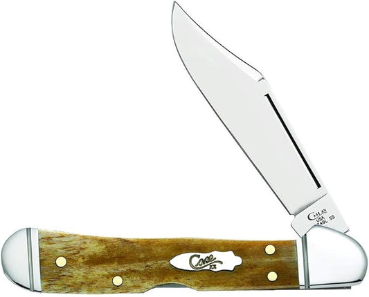 Case WR XX Pocket Knife Smooth Antique Bone Mini Copperlock Item #58186 - (61749L SS) - Length Closed: 3 5/8 Inches