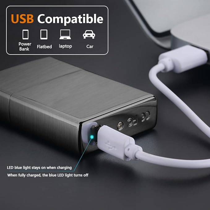 Electric Lighter Triple Arc Plasma Lighter USB Rechargeable Lighter Cool Lighter Windproof Flameless Lighter with Upgraded Battery Smart Chip for Candle, Hiking(Black)