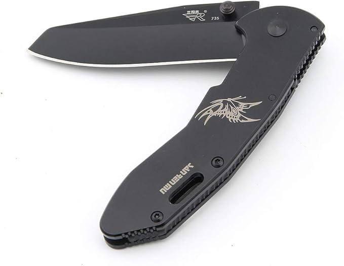 Sanrenmu B4-735 Black 8Cr13MoV Blade Stainless Handle Folding Knife