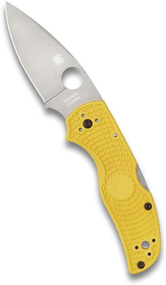 Spyderco Native 5 Salt Knife with 2.95" Corrosion-Resistant LC200N Steel Blade and Lightweight Yellow FRN Handle - PlainEdge - C41PYL5