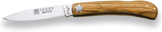 Joker Handmade Pocket Knife Breton NO42, with Olive Wood Handle, Blade MOVA 2.95 inches, Fishing Tool, Hunting, Camping and Hiking