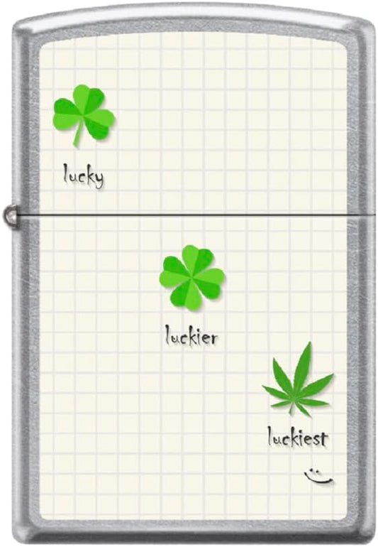 Zippo Lighter-Leaf Shamrock Clovers Lucky Street Chrome Windproof Lighter #Z5530