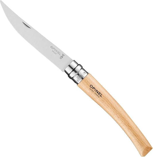 Opinel Effile Slimline Series Folding Fillet Knife – Slim Blade Folding Knife, Virobloc Locking Collar, Sustainably Harvested Wood Handles, Updated Blade Profile (Beechwood/No.10)