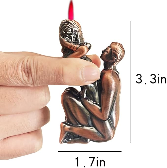 Retro Red Bronze Windproof Flame Adjustable Lighters,Cool,Jet Torch Flame Lighters,Butane Refillable Torch,BBQ Candles Camping (No Butane Fuel) (q2)