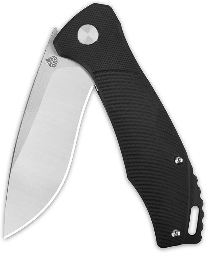 QSP KNINFE Raven 4.5" Flipper Folding Pocket Knife, D2 Blade G10 or Micarta Handle, Smooth Flipper Opening Knife