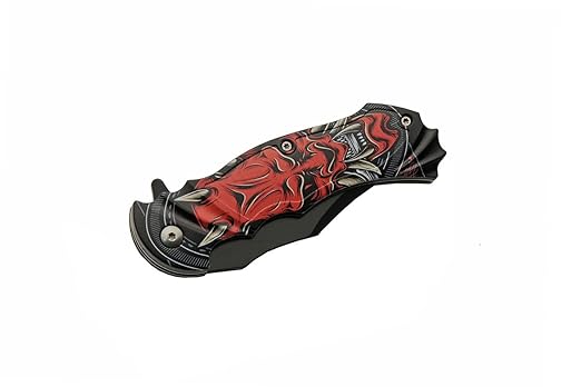SZCO Supplies 8” Red Demon Assisted Open EDC Folding Knife With Pocket Clip