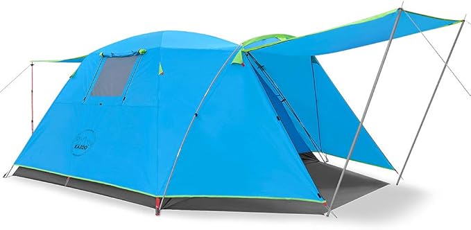 KAZOO 2／4 Person Camping Tent Outdoor Waterproof Family Large Tents 2/4 People Easy Setup Tent with Porch Double Layer
