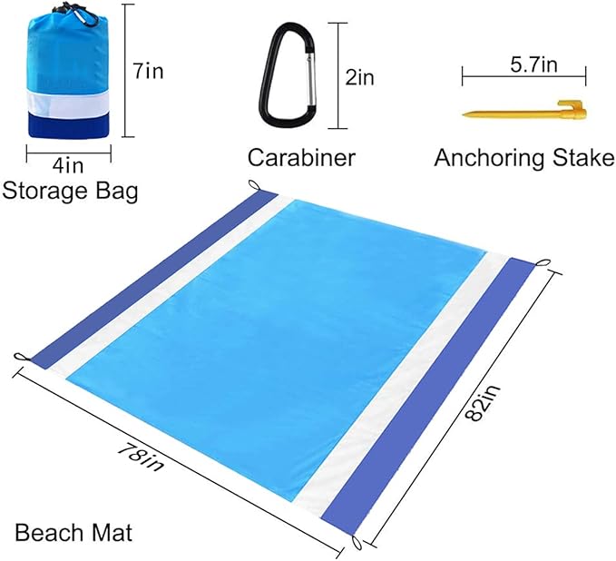 Beach Blanket Large Size 82"x78" Sand Free Waterproof Quick Drying Outdoor Camping for 3-6 Adults,Soft Comfortable Durable for Camping Beach Park Travel Family