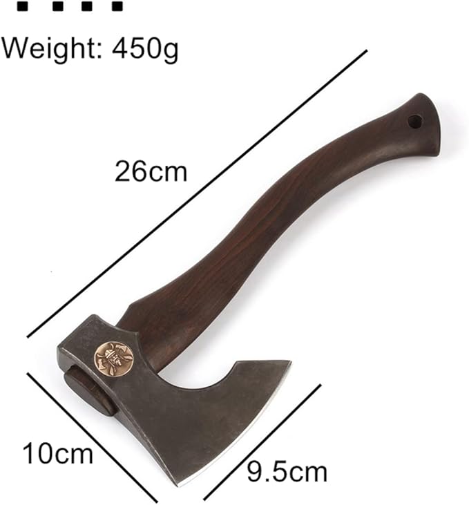 Hand Forged DC53 Steel Viking Axe with Sheath Ebony Wood Handle Camping Hatchet Throwing Axe Splitting Hatchet
