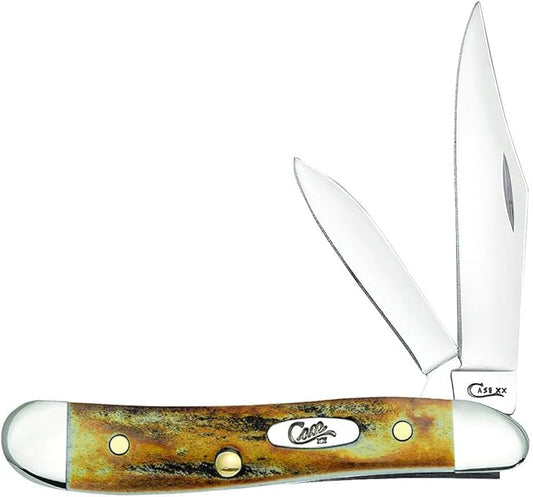 Case WR XX Pocket Knife Indian Sambar Stag Peanut Item #048 - (5220 SS) - Length Closed: 2 7/8 Inches