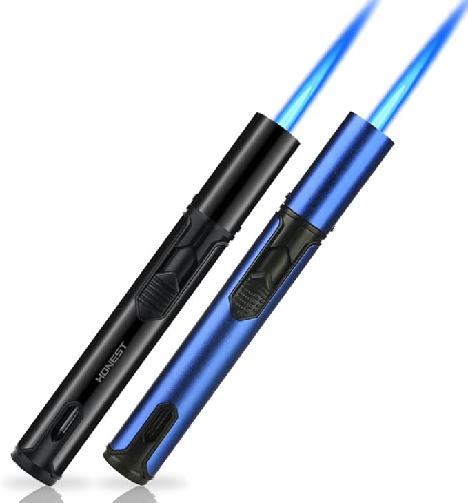 PROMISE Torch Lighters, Butane Lighters Refillable Single Jet Flame for Candle Grill BBQ Camping (Black+Blue)