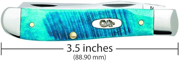Case XX WR Pocket Knife Mini Trapper Caribbean Blue Jig Bone Item #25593 - (6207 SS) - Length Closed: 3 1/2 Inches