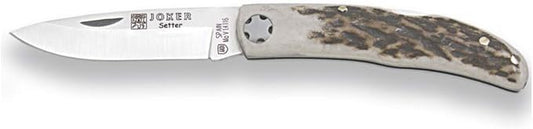 Joker Pocket Knife Setter NC111, with stag Horn Handle, MOVA Blade 2.56 inches, Rear Lock, Fishing Tool, Hunting, Camping and Hiking