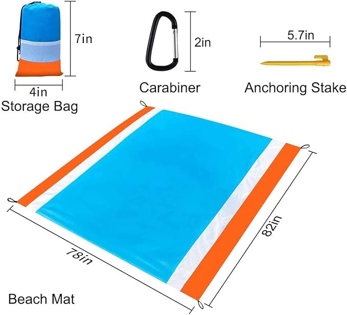 Beach Blanket Large Size 82"x78" Sand Free Waterproof Quick Drying Outdoor Camping for 3-6 Adults,Soft Comfortable Durable for Camping Beach Park Travel Family