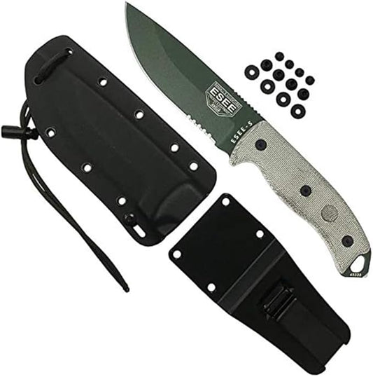 ESEE Authentic Model 5 Tactical Survival Fixed Blade Knife - Ambidextrous Kydex Sheath - SERE Team Designed (ESEE-5S-OD-E)